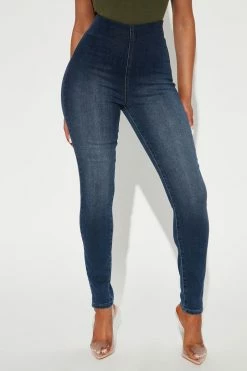 Fashion Nova Pull On No Gap Stretch Skinny Jeans - Dark Wash