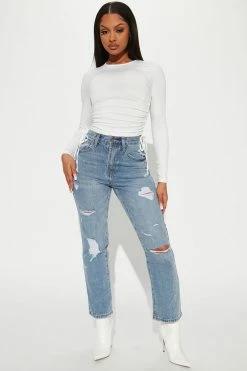 Fashion Nova Mum's The Word Ankle Mom Jeans - Light Wash