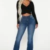 Fashion Nova Jinxed Stretch Flare Jeans - Dark Wash