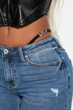 Fashion Nova Straight Leg Jeans You Wish Exposed Straight Jeans - Medium Wash