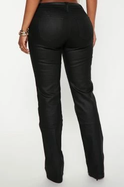 Fashion Nova I'm With You Coated Denim Straight Leg Jeans - Black