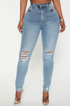Fashion Nova All Night Long Skinny Jeans - Medium Wash