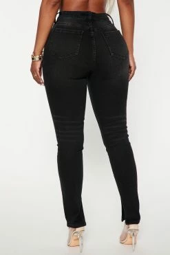 Fashion Nova Starry Nights Embellished High Rise Skinny Jeans - Black Wash