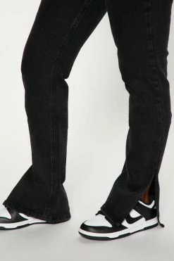 Fashion Nova Supernova Side Split Straight Leg Jeans - Black