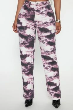 Fashion Nova Galaxy Dreams Straight Leg Jeans - Purple/combo