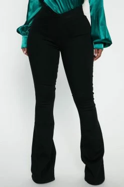 Fashion Nova Effortless Pull On Flare Jeans - Black