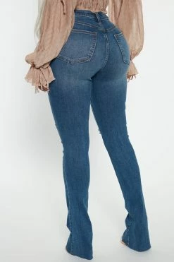 Fashion Nova Best Stretch Ripped High Rise Bootcut Jeans - Dark Wash