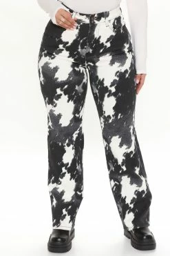 Fashion Nova Black Book Straight Leg Jeans - Black/White