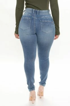 Fashion Nova Checkin' Out The Booty Lifting Skinny Jeans - Medium Blue Wash