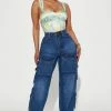 Fashion Nova Cliffhanger Cargo 90's Baggy Jeans - Dark Wash