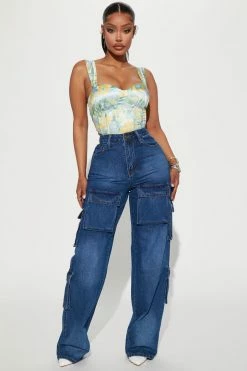 Fashion Nova Cliffhanger Cargo 90's Baggy Jeans - Dark Wash