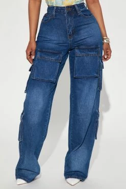 Fashion Nova Cliffhanger Cargo 90's Baggy Jeans - Dark Wash