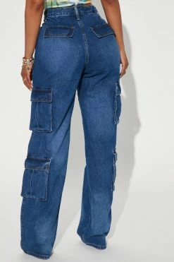 Fashion Nova Cliffhanger Cargo 90's Baggy Jeans - Dark Wash