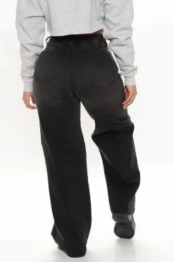 Fashion Nova Abbot Kinney Wide Leg Skater Jeans - Black Baggy Jeans
