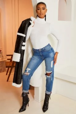 Fashion Nova Kia Boyfriend Jeans - Medium Blue Wash