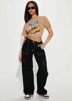 Fashion Nova Good Intentions Cargo Jeans - Black Baggy Jeans