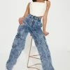 Fashion Nova Forever Ago Loose Cargo Jeans - Acid Wash