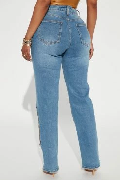 Best Pirce ๐งจ Fashion Nova Bandana Patchwork Straight Leg ๐ Jeans - Medium Blue Wash ๐ 9 Fashion Nova Bandana Patchwork Straight Leg Jeans - Medium Blue Wash