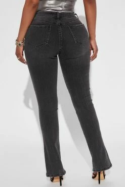Fashion Nova Automatic Love Split Hem Skinny Jeans - Black Wash