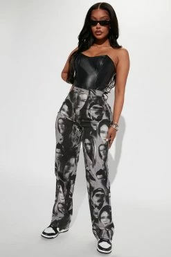 Fashion Nova Straight Leg Jeans Ericka Face To Face Straight Leg Jean - Black