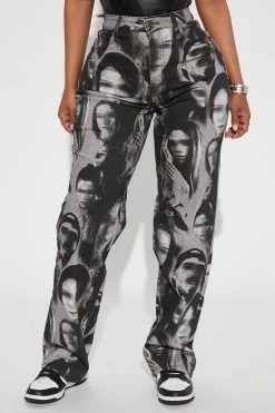 Fashion Nova Straight Leg Jeans Ericka Face To Face Straight Leg Jean - Black