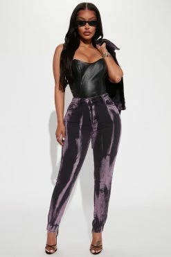 Fashion Nova Guilty Pleasure Skinny Jeans - Black/Purple