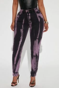 Fashion Nova Guilty Pleasure Skinny Jeans - Black/Purple