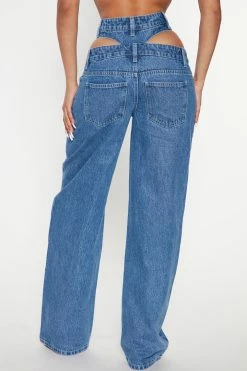 Deals π Fashion Nova First Glance Cut Out Waistband Straight Leg Jean - Medium Blue Wash Baggy π Jeans π 9 Fashion Nova First Glance Cut Out Waistband Straight Leg Jean - Medium Blue Wash Baggy Jeans