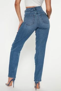Fashion Nova Cult Of Personality Embellished Straight Leg Jeans - Medium Wash
