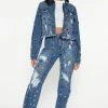 Fashion Nova Cult Of Personality Embellished Straight Leg Jeans - Medium Wash