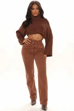Fashion Nova Crossover Color Straight Leg Jeans - Chocolate