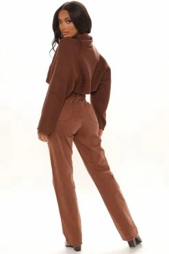 Fashion Nova Crossover Color Straight Leg Jeans - Chocolate