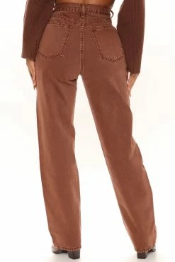 Fashion Nova Crossover Color Straight Leg Jeans - Chocolate