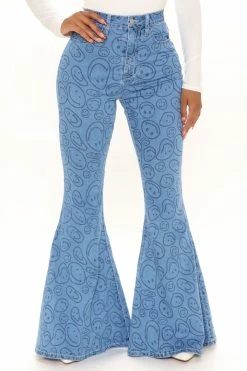 Fashion Nova Makes Me Smile Extreme Flare Jeans - Medium Blue Wash
