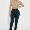 Fashion Nova Petite Classic Mid Rise Skinny Jeans - Dark Denim