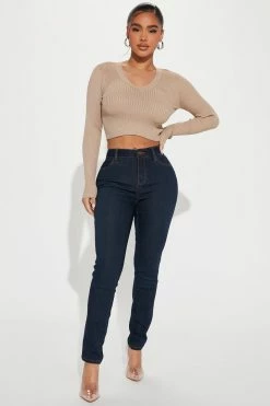 Fashion Nova Petite Classic Mid Rise Skinny Jeans - Dark Denim