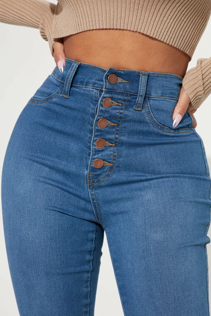 Discount ๐งจ Fashion Nova Petite Classic Button Up Skinny ๐ Jeans - Medium Blue Wash ๐ 5 Fashion Nova Petite Classic Button Up Skinny Jeans - Medium Blue Wash
