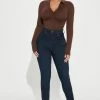 Fashion Nova Petite Classic High Waist Skinny Jeans - Dark Denim