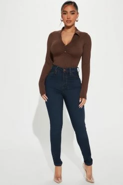 Fashion Nova Petite Classic High Waist Skinny Jeans - Dark Denim