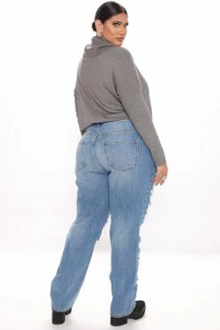 Fashion Nova About That Time Distressed Boyfriend Jeans - Medium Wash