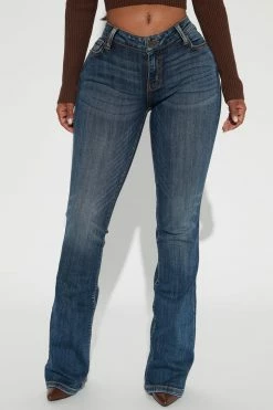 Fashion Nova Bootcut Jeans Out Of My Way Low Rise Bootcut Jean - Dark Wash
