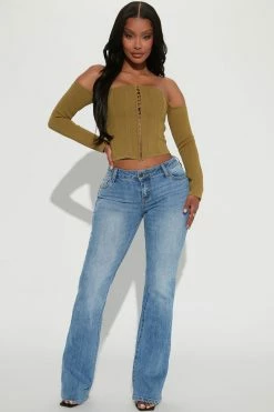 Fashion Nova What A Babe Low Rise Bootcut Jeans - Light Blue Wash