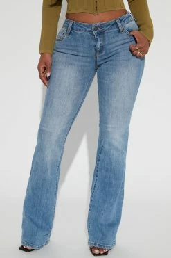 Fashion Nova What A Babe Low Rise Bootcut Jeans - Light Blue Wash
