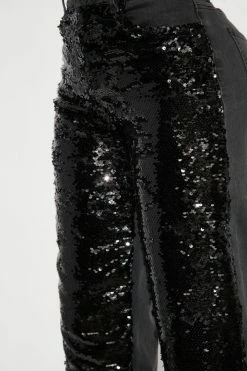 Fashion Nova Blackout Sequin Straight Leg Jeans - Black/Black