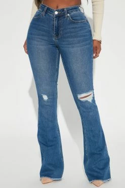 Fashion Nova Seven Heavens Stretch Flare Jeans - Medium Wash