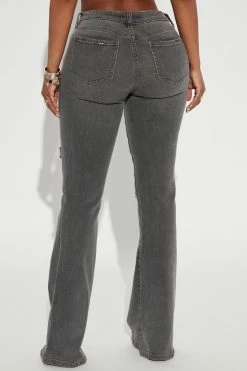 Fashion Nova Finer Feelings Mid Rise Flare Jeans - Black Wash