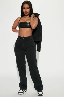 Fashion Nova Night After Night Carpenter Straight Leg Jeans - Black Wash