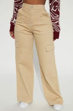 Fashion Nova Good Intentions Cargo Jeans - Khaki