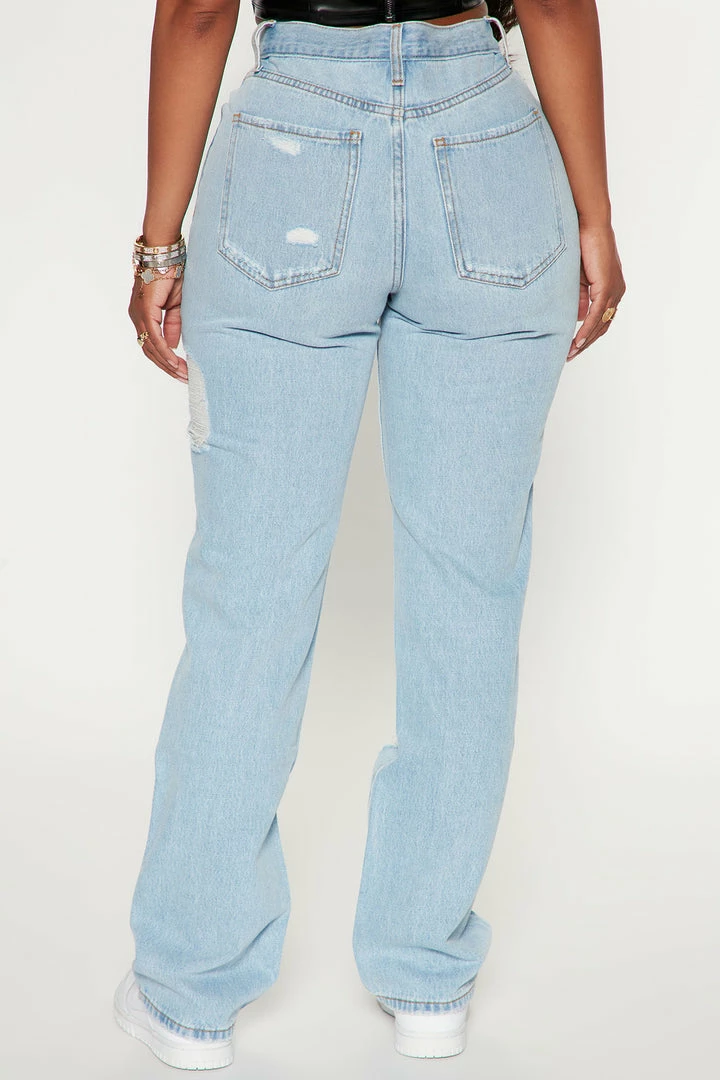 Outlet 😍 Fashion Nova Joy Ride Shredded Straight Leg 👖 Jeans - Light Wash 😉 5 Fashion Nova Joy Ride Shredded Straight Leg Jeans - Light Wash