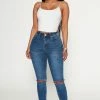 Fashion Nova Lots Of Love Ripped Skinny Jeans - Dark Wash
